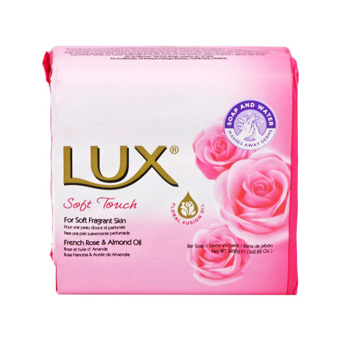 Lux Fragrant Soft Touch Fragrant Soap Bars with french Rose & Almond Oil 3 x 80g