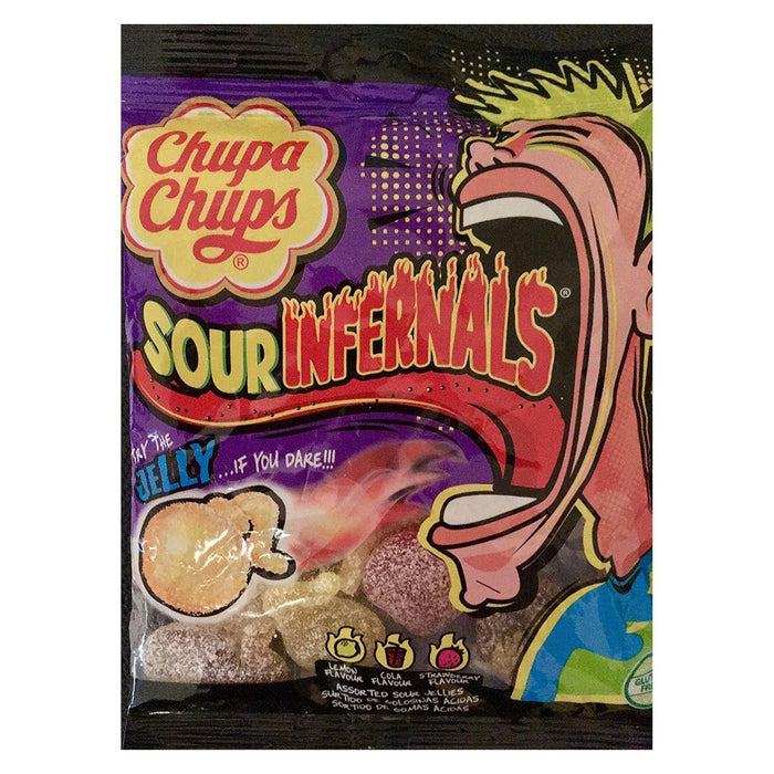 Chupa Chups Sour Infernals Jelly Sweets 150g BB 08/23