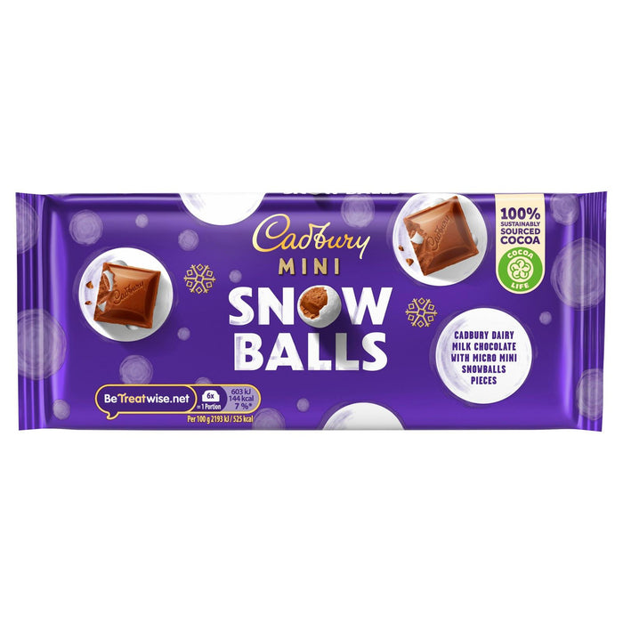 Cadbury Dairy Milk Mini Snow Balls Bar Chocolate 110g BB 31/03/2023