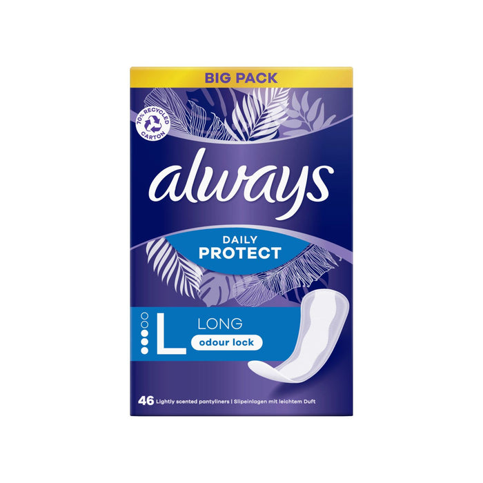 Always Dailies Liners Long Unscented 46 pads