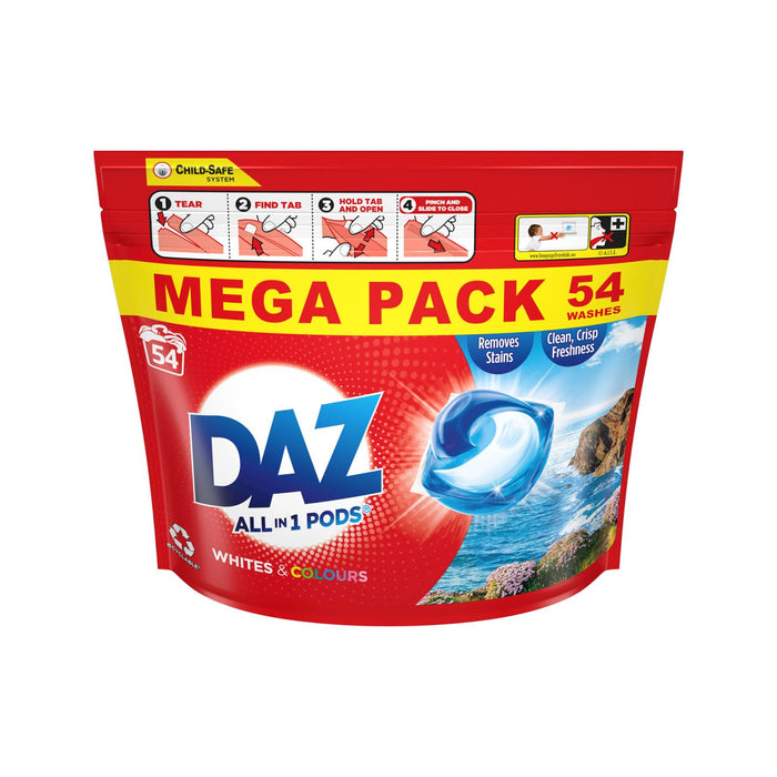 Daz ALL in 1 PODs Washing Capsules Whites & Colours 54 Washes