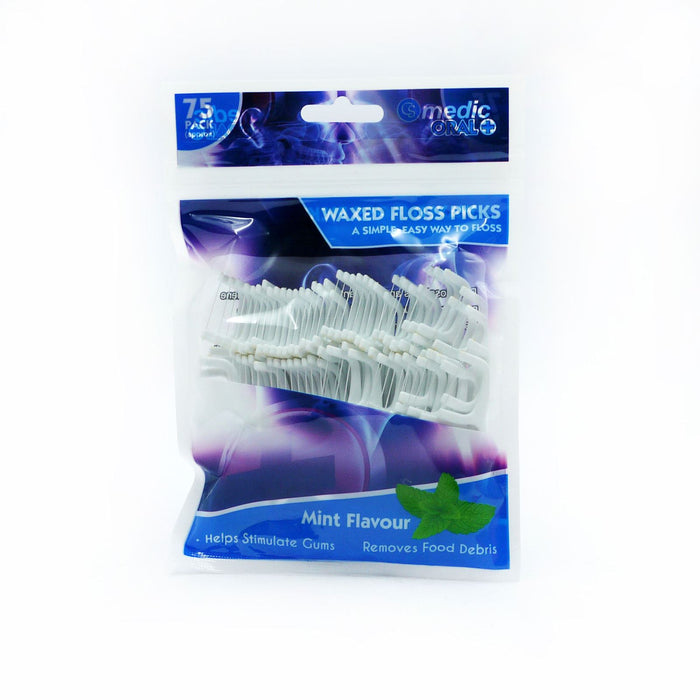 CS Medic Oral Waxed Floss Picks Mint Flavour 75’s