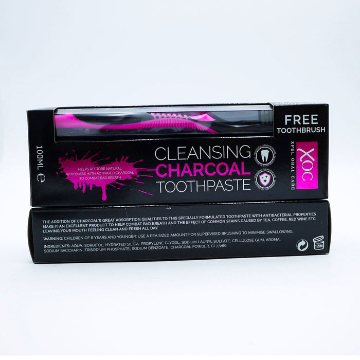 XOC Charcoal Toothpaste 100 ml with Free Toothbrush