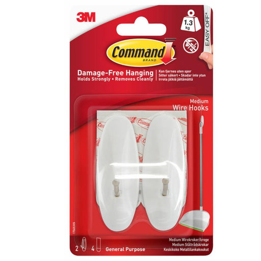 3M Command Medium Wire Damage-Free Hanging Hooks Pack of 2 - myShop.co.uk