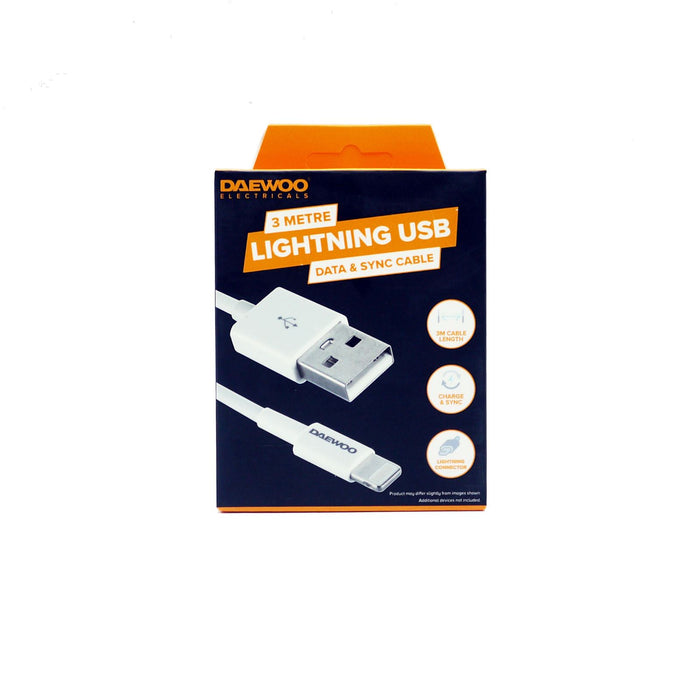 Daewoo Lightning USB Data & Sync Cable 3m