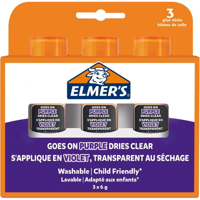 Elmer's Disappearing Purple Glue Sticks Dries Clear (3 Sticks) 6g