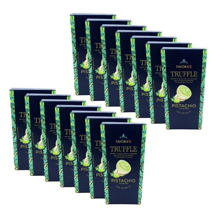 Favora's Truffle White Chocolate Flavoured Balls With Pistachio Filling (14 x 100g)