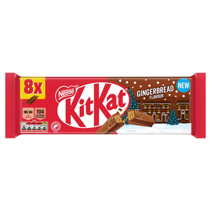 KitKat 2 Finger Gingerbread Chocolate Bar Multipack, 8 Pack (20 x 165.6g)