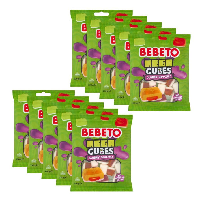 Bebeto Mega Cubes Centre Filled Gummies Gummy Goozies (10 x 130g)