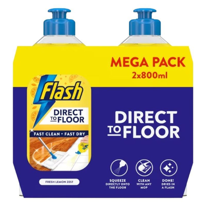 Flash Direct To Floor Cleaner Lemon Twin Pack (2x800ml)