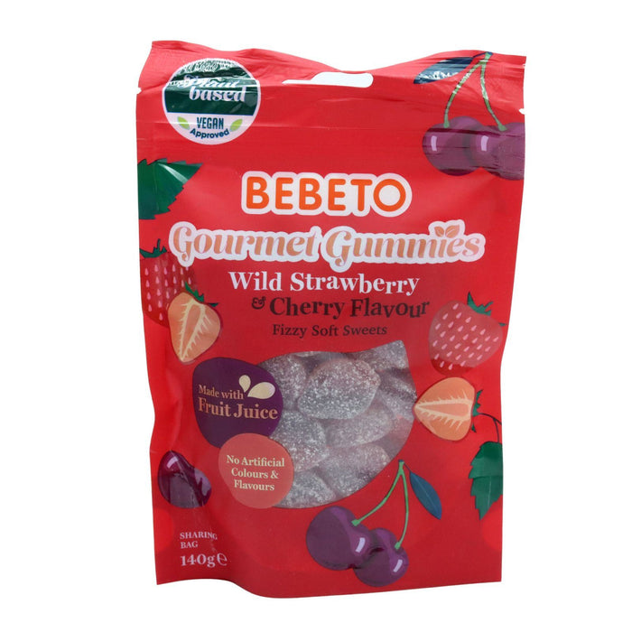 Bebeto Gourmet Gummies Strawberry & Cherry Flavour 140g (Box of 10)