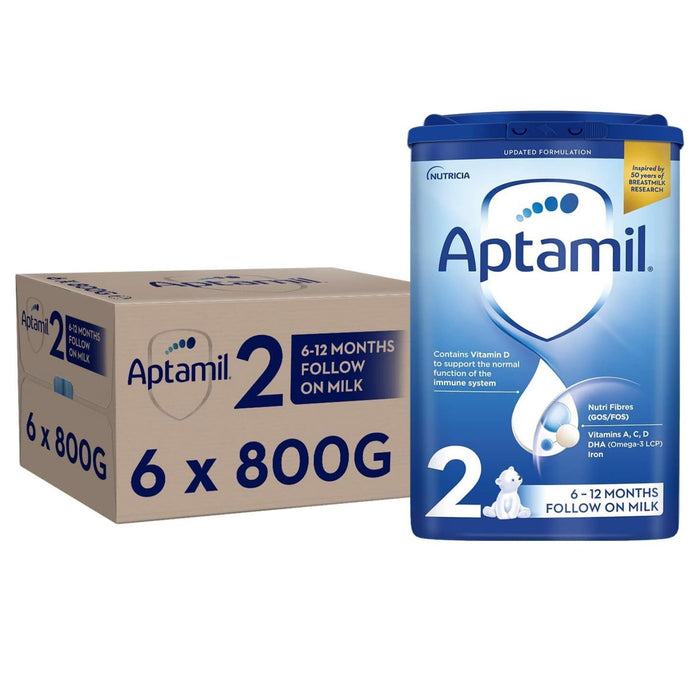 APTAMIL 2 FOLLOW ON BABY MILK POWDER 6-12 MONTHS 800g (Box of 6)