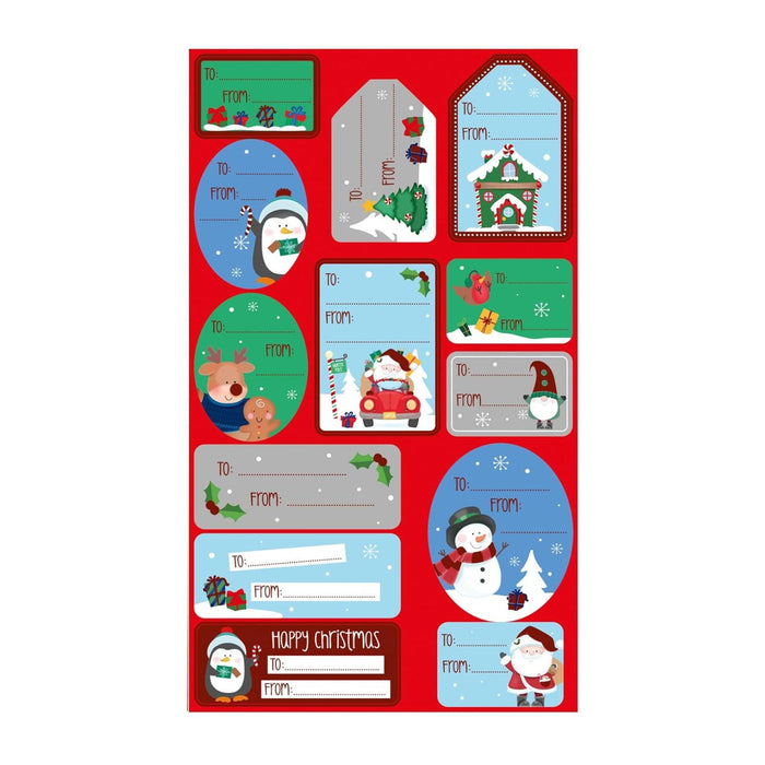 Christmas Gift Tag Stickers Cute Foil 100 Pack