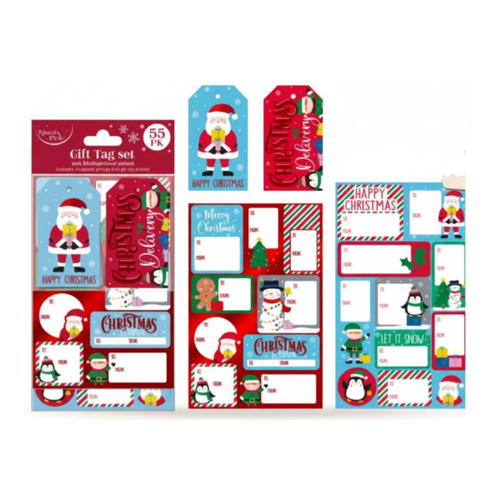 Christmas Gift Tag & Sticker Cute Set 55 Pack