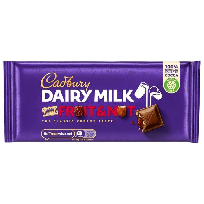 Cadbury Dairy Milk Fruit and Nut Chopped Chocolate Bar (22 x 95g)