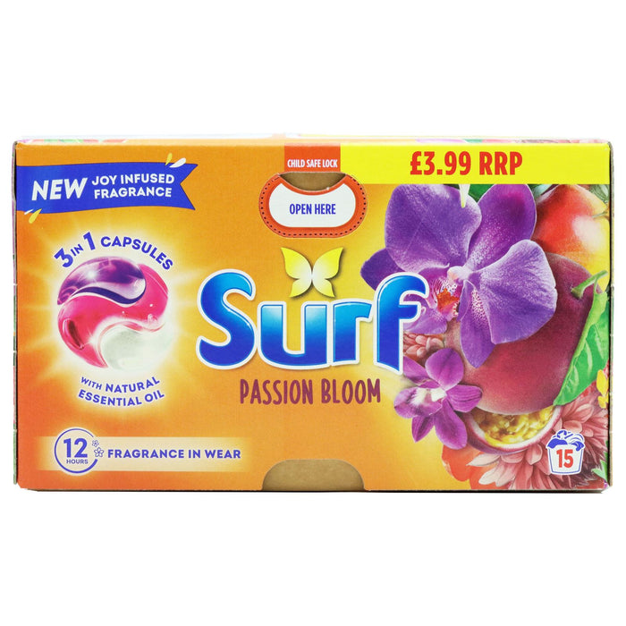 Surf 3-in-1 Laundry Washing Detergent Capsules Passion Bloom Scent, 15 Washes