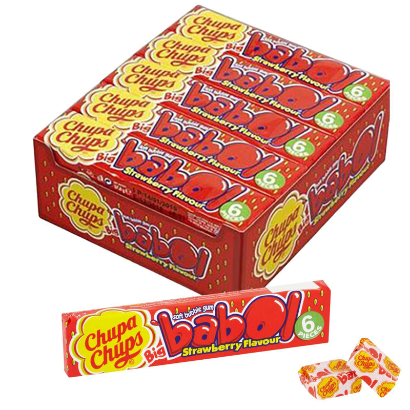 Chupa Chups Big Babol Strawberry Flavour Soft Bubble Gum 27.6g (Box of 20)