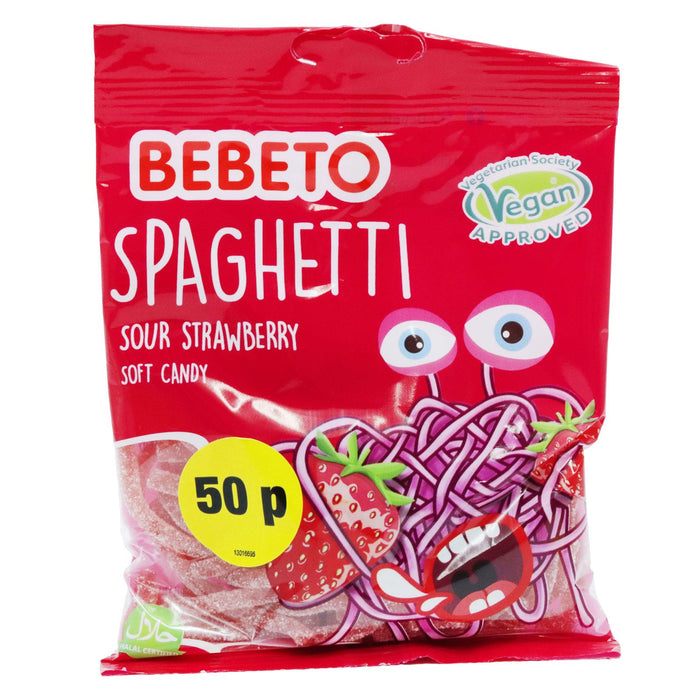 Bebeto Sour Strawberry Spaghetti 70g (Box of 20)