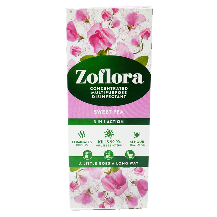 Zoflora Sweet Pea Concentrated 3-in-1 Multipurpose Disinfectant Kills 99.9% of Bacteria & Viruses 500ml