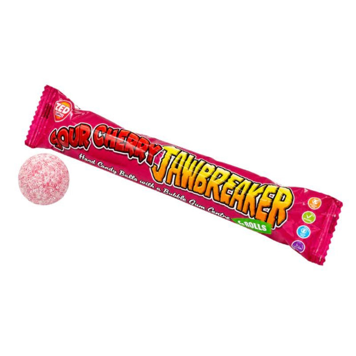 24 x Zed Candy Sour Cherry Jawbreaker 6 Ball Pack, 49.6g