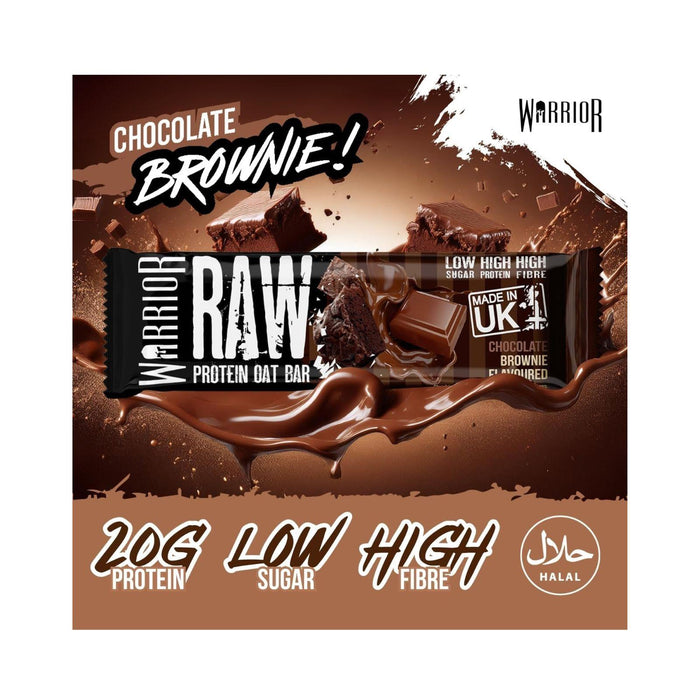 12x Warrior Raw Protein Bars -Oat Bar Flapjacks Chocolate Brownie 75g