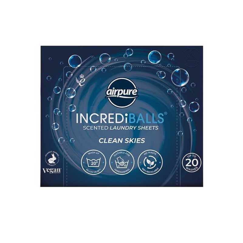 AirPure Incrediballs Laundry Sheets Clean Skies 20's