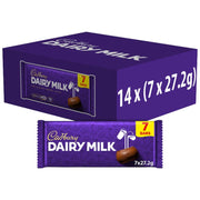 Cadbury Dairy Milk Chocolate Bar 7 Pack Multipack (14 x 190.4g)