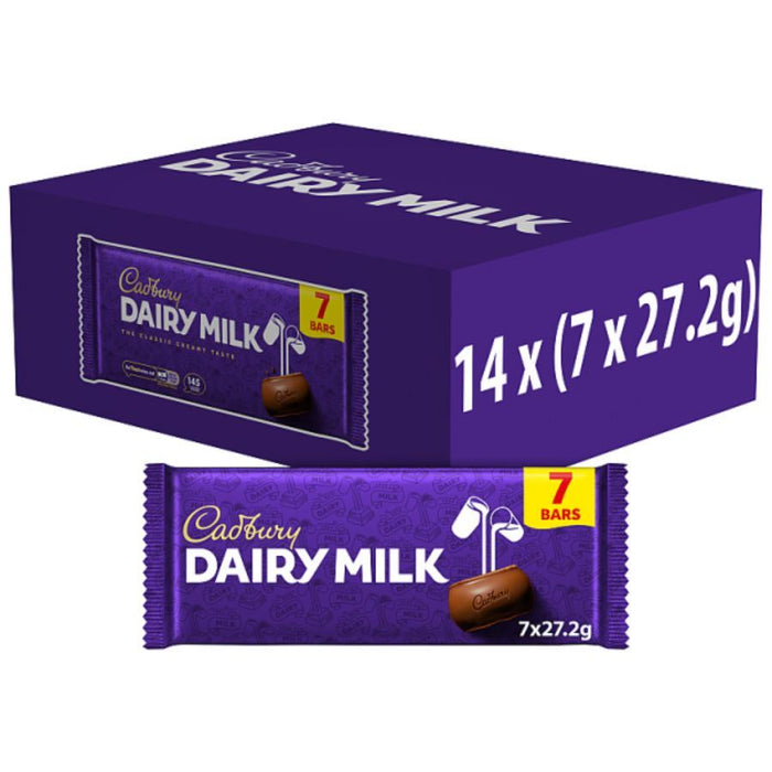 Cadbury Dairy Milk Chocolate Bar 7 Pack Multipack (14 x 190.4g)