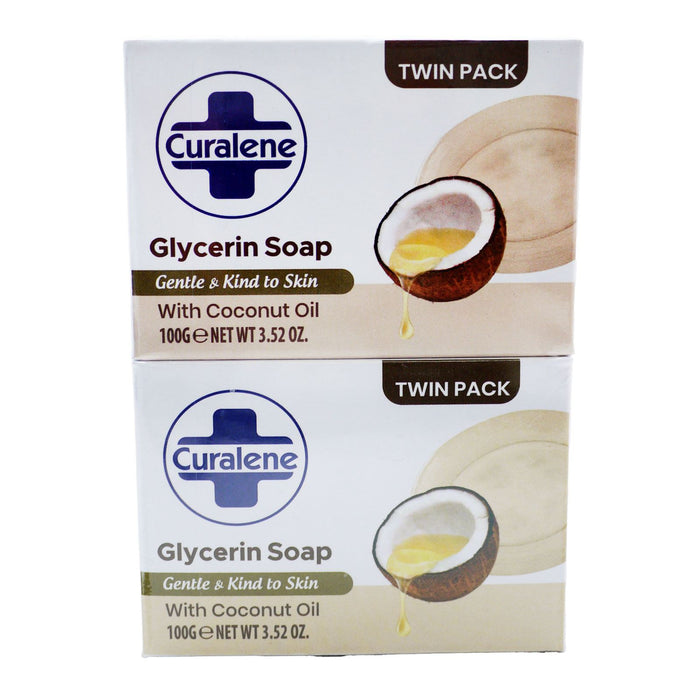Curalene Glycerin Bar Soap With Coconut Oil twin pack 100 grams
