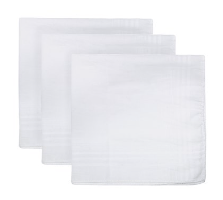 Tom Franks Mens Plain Handkerchiefs, 3 Pack