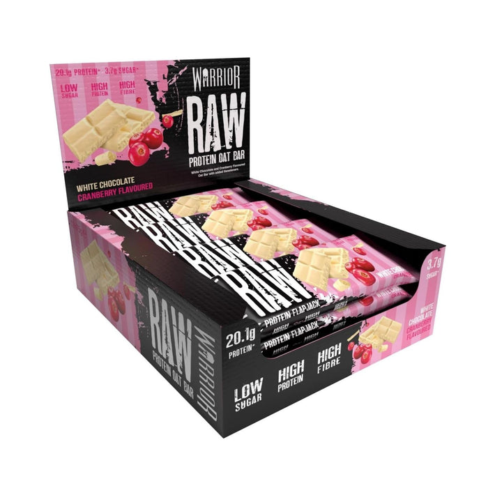 12x Warrior Raw Protein Bars Oat Bar Flapjacks,White Chocolate Cranberry 75g