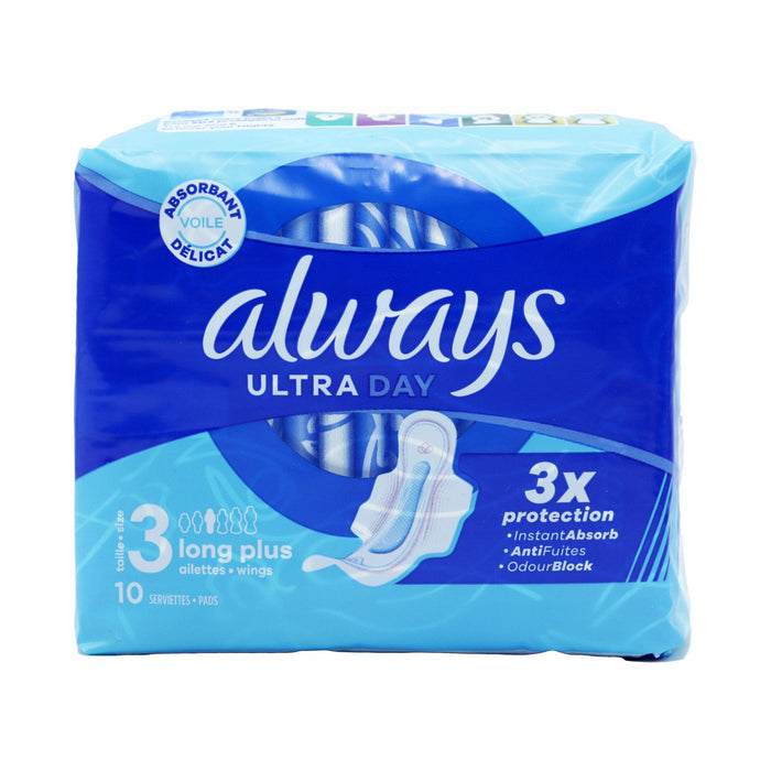 Always Ultra Day Long Plus Sanitary Towels With Wings Size 3, 10s