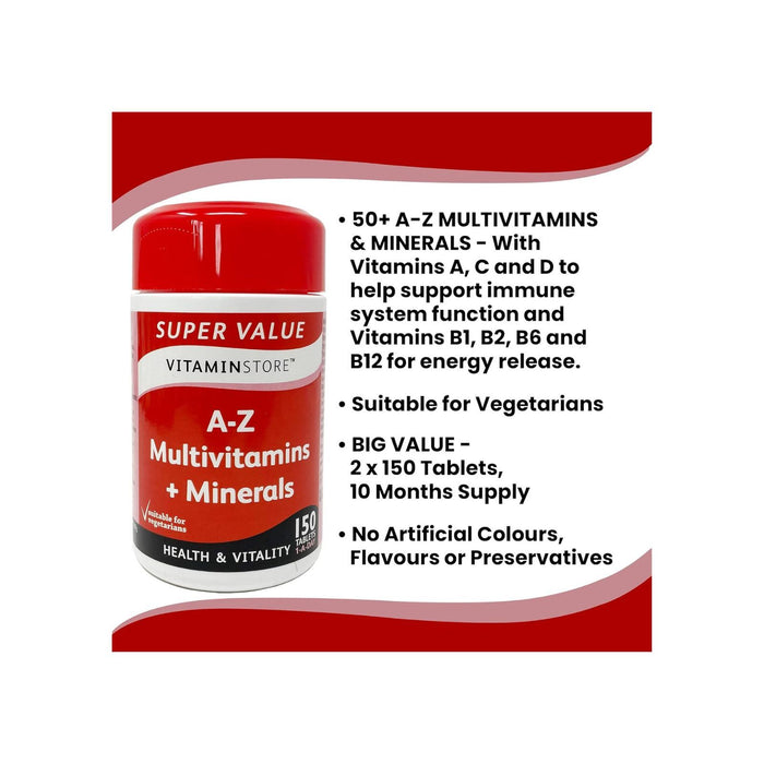Vitamin Store A-Z Multivitamins & Minerals Food Supplement, 150 Tablets