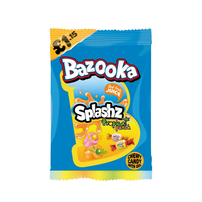 Bazooka Splashz Tropical Fruit Bag  £1.15 PMP 120g (Box of 12)