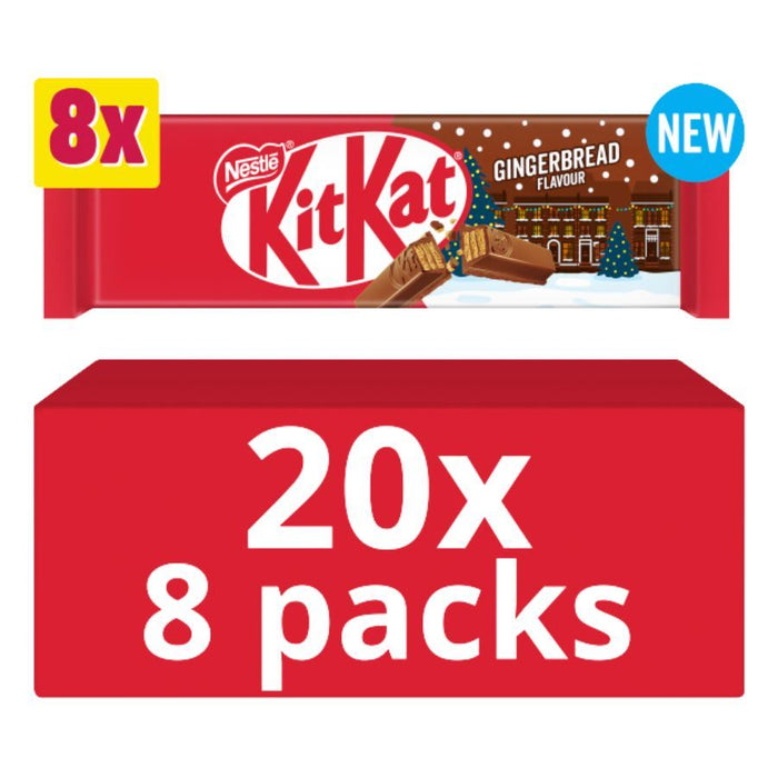 KitKat 2 Finger Gingerbread Chocolate Bar Multipack, 8 Pack (20 x 165.6g)