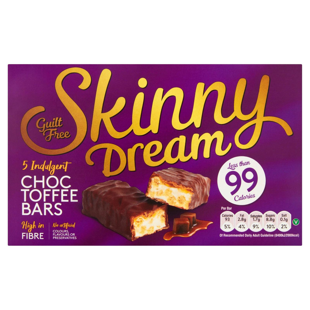 Skinny Dream Choc Toffee Bars 5 x 25g (Box of 10) —