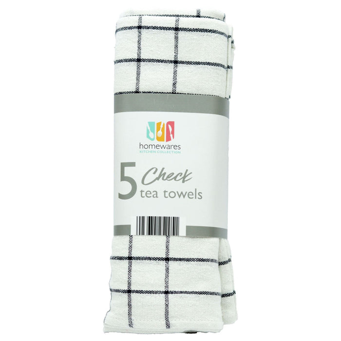 Homewares Check Tea Towels, 5 Pack