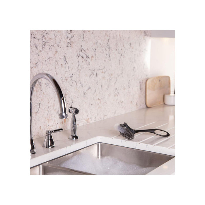 Dishmatic Scrubbee Washing-Up Stainless Steel Scourer  Washing-Up Handle with Easy-Grip Handle