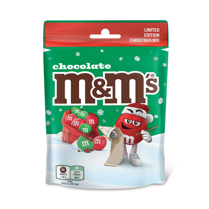 M&Ms Chocolate Christmas Mix Limited Edition Pouch (13 x 112g)