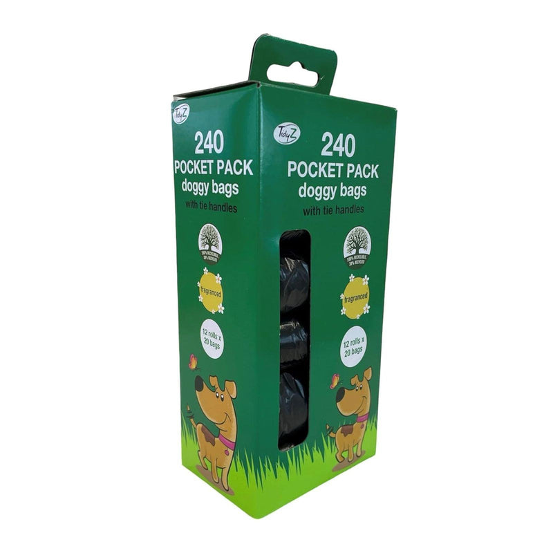 TidyZ Doggy Bags with Tie Handles, Pocket Pack,Fragranced Black  (12 rolls of 20 Bags) 240 Pack - image 4