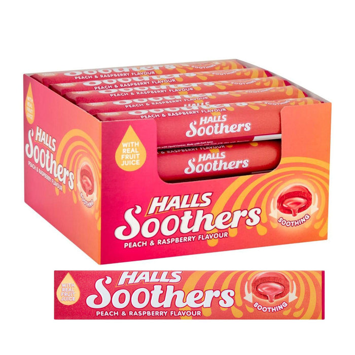 Halls Soothers Peach & Raspberry Sweets 45 g (Box of 20)