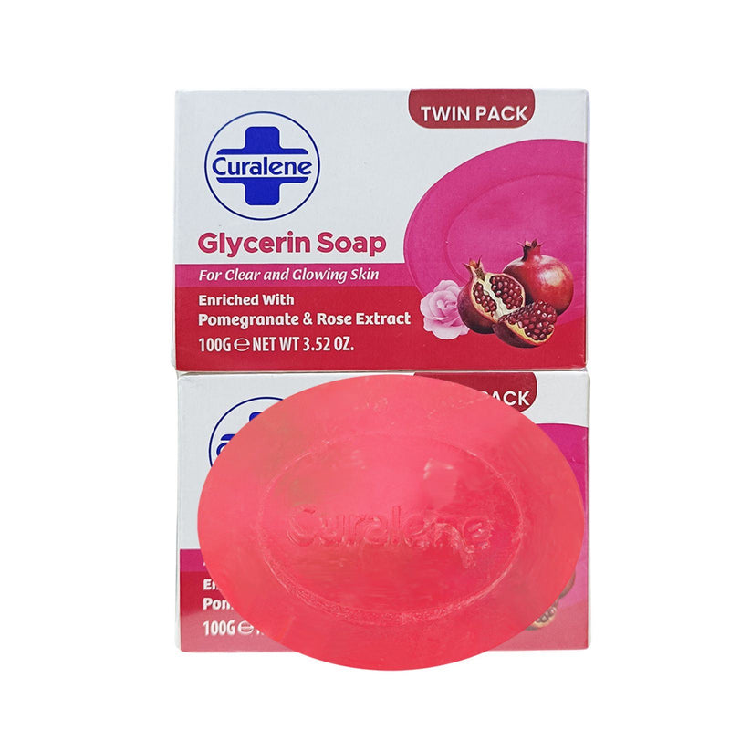 Curalene Glycerin Soap with Pomegranate and Rose Extract (Twin Pack) 100g