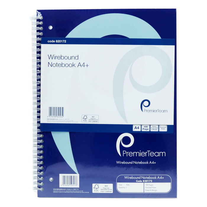 PremierTeam Wirebound Notebook A4+, 100 Page