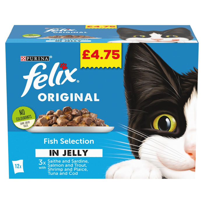 12x Felix Original Fish Selection in Jelly Wet Cat Food 100g