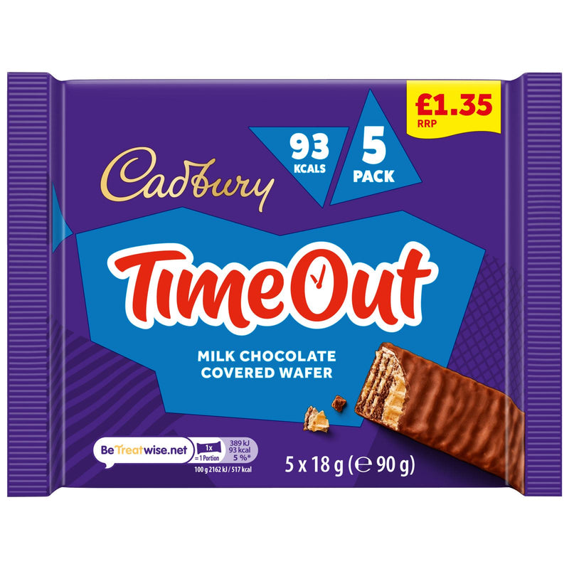 Cadbury Timeout Milk Chocolate Covered Wafer Bar, 5 Pack (13 x 90g) - image 2