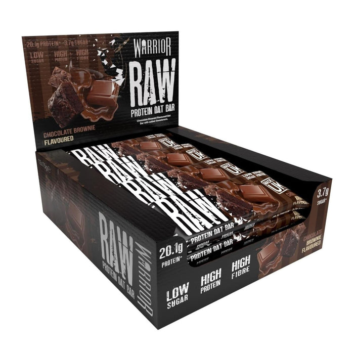 12x Warrior Raw Protein Bars -Oat Bar Flapjacks Chocolate Brownie 75g