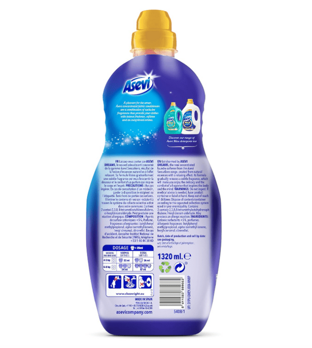 Asevi Sensations Dreams Laundry Fabric Conditioner (1.32L)