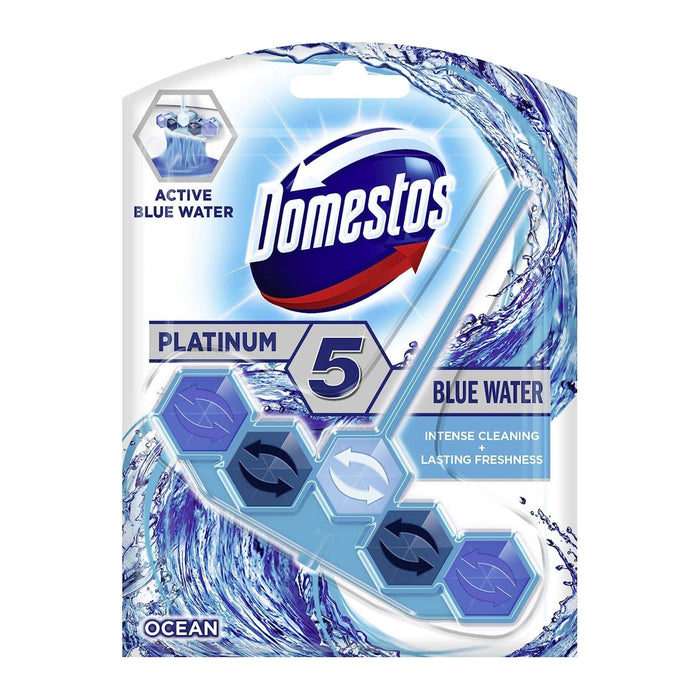 Domestos Platinum 5 Blue Water Toilet Rim Block Ocean 53g