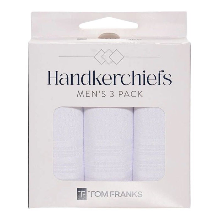 Tom Franks Mens Plain Handkerchiefs, 3 Pack