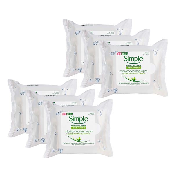 Simple Kind to Skin Micellar Cleansing Facial Wipes (6 x 25s)